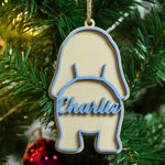 Personalised Cute Line Dog Back View Wooden Ornament with Name and Lanyard Christmas Tree Home Decor Christmas Gift for Family Friends Dog Lovers