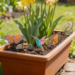 Personalized Stained Monarch Butterfly Bee Suncatcher with Name Garden Pot Decoration Birthday Gift for Women Gardeners