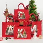 Personalisierte Weihnachtsbaum Elch große Kapazität Jute rote Tragetasche mit Initialen und Namen Weihnachtsfeier Geschenk für Kinder Erwachsene