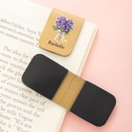 Personalised Birth Flower Multicolour Magnetic PU Leather Bookmark Clip with Name Daily Use Birthday Gift for Book Lovers