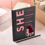Personalized She Is Confident Fashion Black Woman Motivational Quote A5 Notebook with Name and Free Pencil Daily Use Birthday Gift for Her