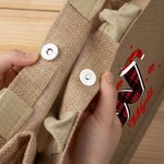 Personalized Santa Hat Red Plaid Initial Jute Tote Bag with Name Christmas Party Gift for Kids Family