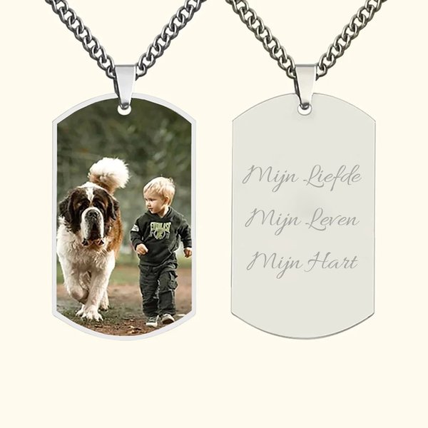 Gepersonaliseerde Roestvrij Staal Foto Ketting Dog Tag Ketting Verjaardag Jubileumcadeau voor Heren