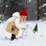 Personalized Santa Hat Red Plaid Initial Jute Tote Bag with Name Christmas Party Gift for Kids Family