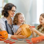 7 Outils de Sculpture Citrouille Set Personnalisé avec Nom et Motif Citrouille sur le Sac de Rangement Cadeau Halloween pour Famille Enfants