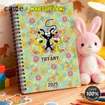 Personalized Cute Long-Tailed Marsupilami A5 Spiral Notebook with Name and Year Birthday Gift for Boys Girls | Callie × Marsupilami®