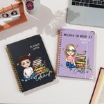 Personalized Butterfly Floral Cartoon Character 2026 Planner Spiral A5 Notebook with Weekly Monthly Planner Pages Birthday Gift for Family Friends