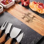 Personalised Engraved Text Floral Monogram Acacia Marble 11 Pcs Cutting Board Coaster Set wth Ceramic Bowl Wooden Spoon Housewarming Gift for Family