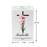Bougeoir à Bougie en Bois Personnalisé avec Nom Fleur de Naissance Verset Biblique Cadeau Commémoratif de Toussaint pour Chrétiens