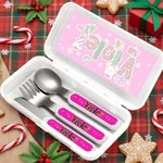 Fourchette Cuillère Couteau 3 pièces avec étui et nom Cadeau de Noël pour enfants