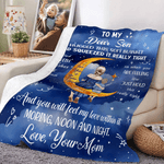 Personalised Starry Sky Moon Cartoon Character Soft Throw Blanket with Name and Text Home Decor Daily Use Birthday Gift for Kids Moms