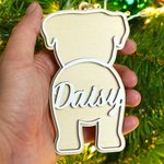 Personalised Cute Line Dog Back View Wooden Ornament with Name and Lanyard Christmas Tree Home Decor Christmas Gift for Family Friends Dog Lovers