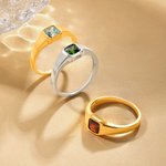 Personalised Square Birthstone Ring Dainty Jewellery Daily Wear Birthday Anniversary Gift for Men