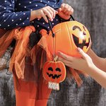 Personalized Pumpkin Ghost Bat Acrylic Halloween Basket Name Tag with Initial Spooky Halloween Gift for Boys Girls