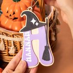 Personalized Pumpkin Ghost Bat Acrylic Halloween Basket Name Tag with Initial Spooky Halloween Gift for Boys Girls