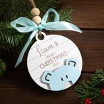 Gepersonaliseerde Houten Baby's Eerste Kerstbal met Gepersonaliseerde Naam Kerstcadeau voor een Nieuwe Baby