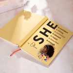 Personalized She Is Confident Fashion Black Woman Motivational Quote A5 Notebook with Name and Free Pencil Daily Use Birthday Gift for Her