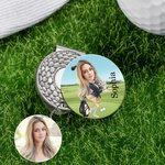 Henkilökohtainen kasvokuva sarjakuvahahmo Golf Ball Marker Magneettinen hattuklipsi nimellä Syntymäpäivä Pelipäivä lahja golfpelaajalle