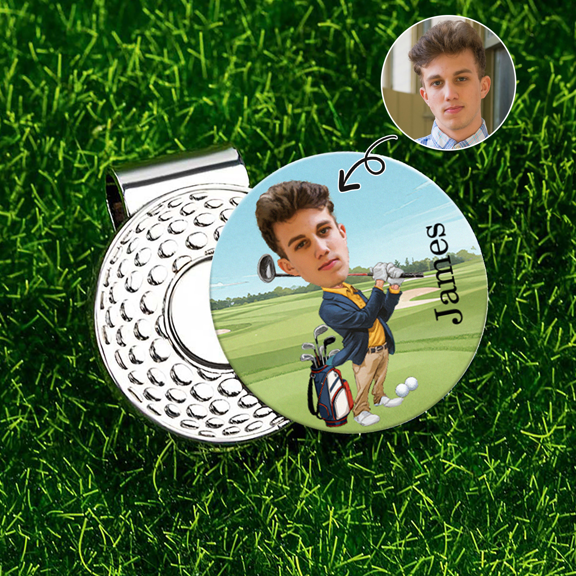 Marqueur de balle de golf magnétique avec nom Cadeau d'anniversaire pour joueur de golf