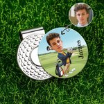 Henkilökohtainen kasvokuva sarjakuvahahmo Golf Ball Marker Magneettinen hattuklipsi nimellä Syntymäpäivä Pelipäivä lahja golfpelaajalle