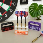 Personalised Multicolour Stand Dart Holder with Name Holds 3 Darts Desk Decor Birthday Game Club Gift for Dart Lovers