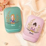Personalized Cartoon Girl Flying Birth Flower PU Leather Jewellery Box with Name and Adjustable Three-Colour LED Mirror Birthday Christmas Gift for Women