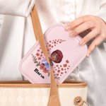 Personalized Cartoon Girl Flying Birth Flower PU Leather Jewellery Box with Name and Adjustable Three-Colour LED Mirror Birthday Christmas Gift for Women