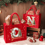 Personalisierte niedlichen Hirsch Weihnachtsbaum leuchtende anfängliche große Kapazität Jute rot Tote Tasche mit Namen Weihnachten Party Geschenk für Kinder Erwachsene