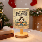 Personalizada de estilo retro de dibujos animados personaje de lectura de lino Lámpara de mesa de tela con nombre Cumpleaños Regalo de Navidad para la familia amantes de la lectura