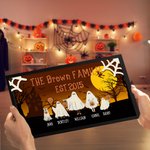 Personalized Moon Pumpkin Ghost Wooden Photo Frame Ornament with Title and Name Home Decor Halloween Gift for Family Friends