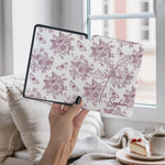 Personalized Toile De Jouy Birth Flower Portable Kindle Case with Name Daily Use Birthday Gift for Book Lovers Bookworms