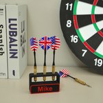 Personalised Multicolour Stand Dart Holder with Name Holds 3 Darts Desk Decor Birthday Game Club Gift for Dart Lovers