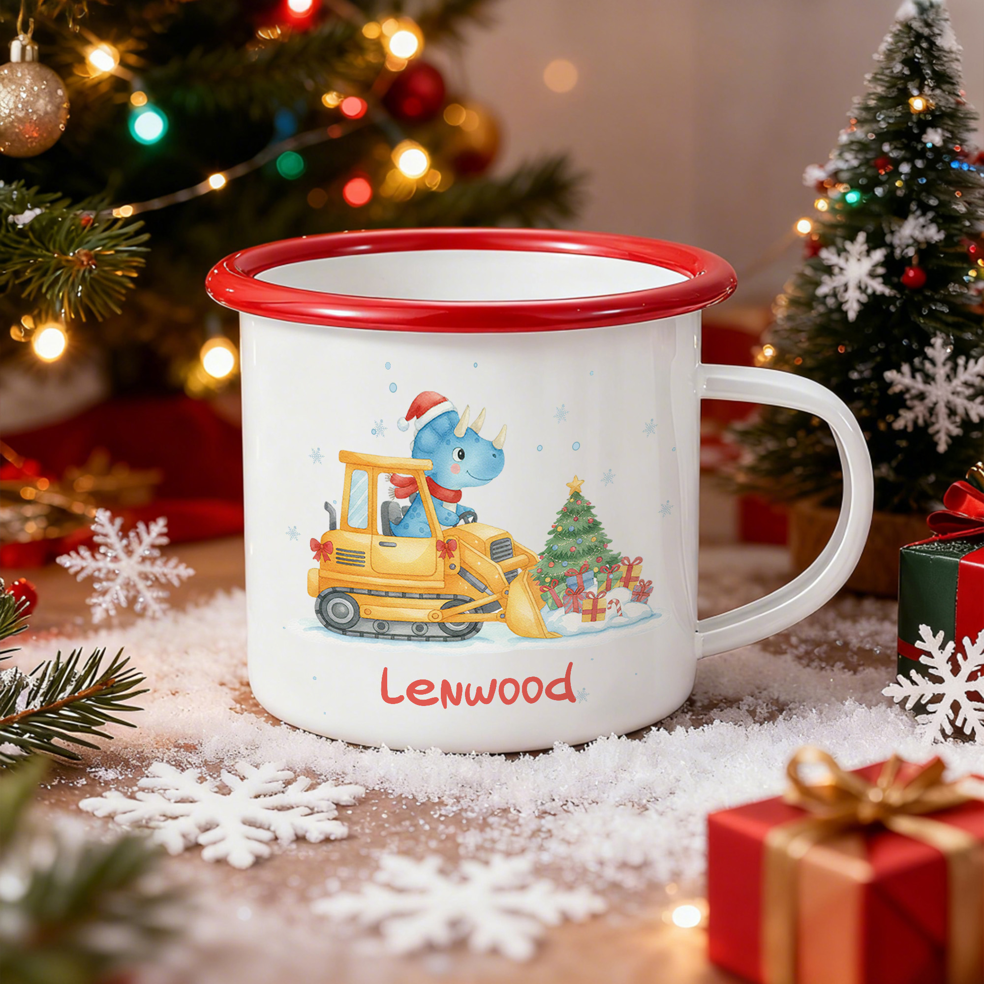 Tasse en émail multicolore 12 oz avec nom Cadeau de Noël pour les enfants