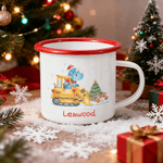 Tasse en émail multicolore 12 oz avec nom Cadeau de Noël pour les enfants