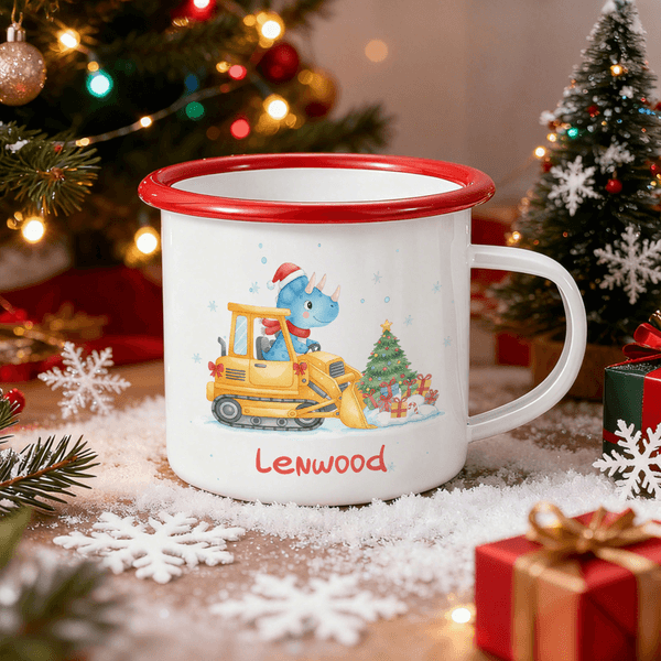 Tasse en émail multicolore 12 oz avec nom Cadeau de Noël pour les enfants