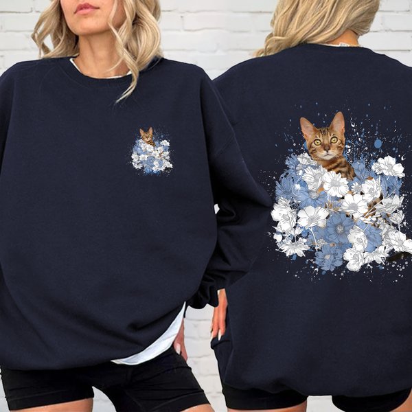 Personlig T-skjorte med blomsterfoto av kjæledyr Sweatshirt med navn Picnic Pet Party Bursdag Jubileumsgave til kjæledyrseiere