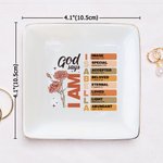 Gepersonaliseerd God zegt Bijbelvers Geboortebloem vierkant keramisch sieradenschaaltje met naam Doopsel Verjaardag Kerstcadeau voor vrouwen Christenen