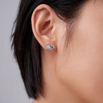 Personalised Sterling Silver Otter Heart Birthstone Stud Earrings Birthday Christmas Gift for Women Otter Lovers