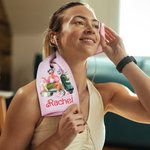 Henkilökohtainen sarjakuva Golf Woman 100% puuvillaa imukykyinen vohveli golfpyyhe nimellä ja ripustamalla klipsi urheilutarvikkeet syntymäpäivälahja golf ystäville