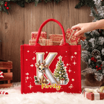 Personalisierte niedlichen Hirsch Weihnachtsbaum leuchtende anfängliche große Kapazität Jute rot Tote Tasche mit Namen Weihnachten Party Geschenk für Kinder Erwachsene