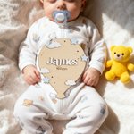 Personalized Hot Air Balloon Star Cloud Wooden Birth Announcement Sign with Name Baby Shower Birthday Gift for Newborns New Parents