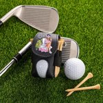 Personalised Watercolor Fashion Golf Character Name PU Leather Golf Ball Bag with Tees Holder Christmas Birthday Club Gift for Women Golf Players