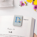 Personalized Birth Flower Cartoon Character PU Leather Magnetic Bookmark Clip with Initial and Name Birthday Gift for Book Lovers Bookworms