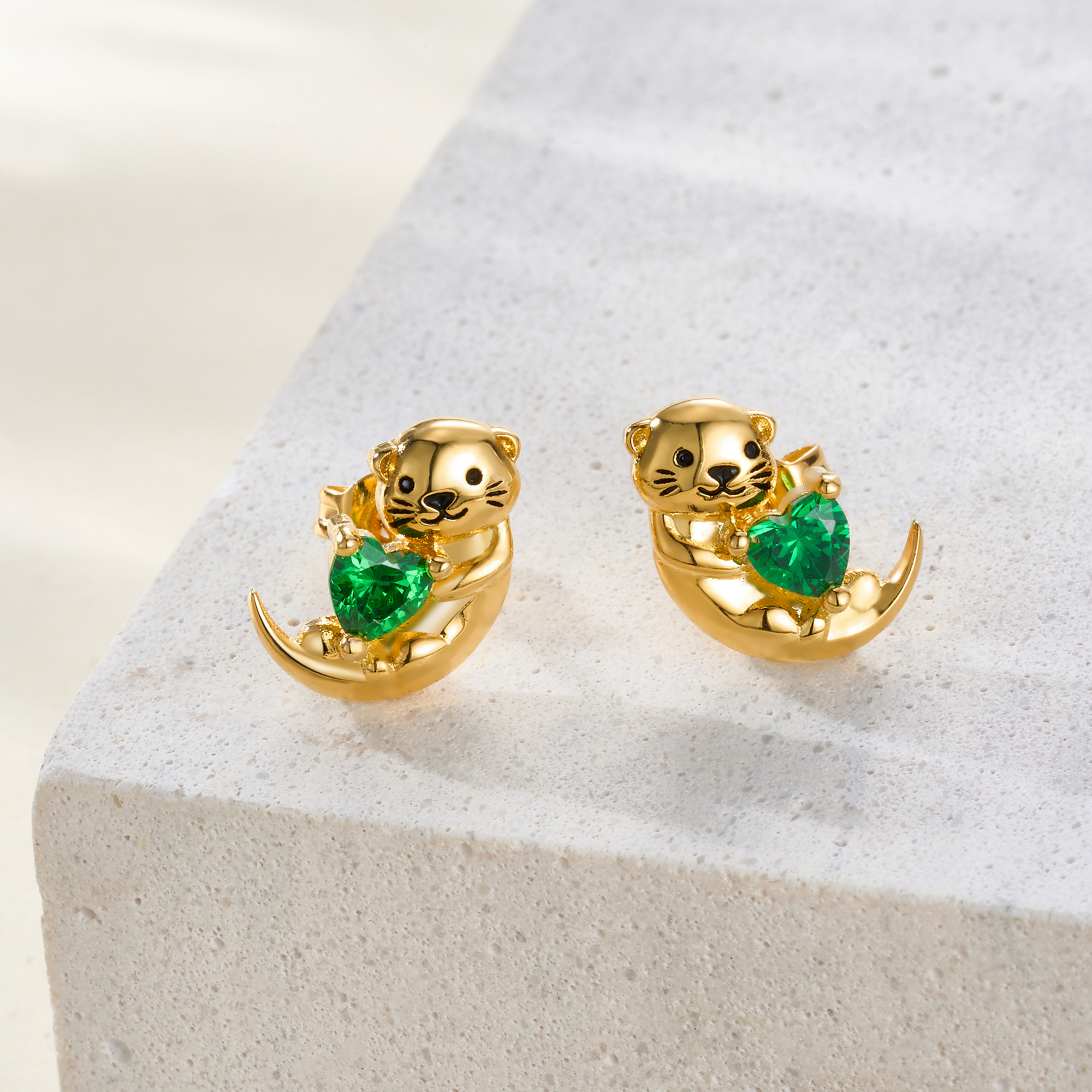 925 Sterling Silber Katzen Ohrstecker Mit Geburtsstein - Süße Tier Ohrringe Für Damen