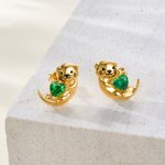 Personalised Sterling Silver Otter Heart Birthstone Stud Earrings Birthday Christmas Gift for Women Otter Lovers