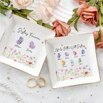 Personlig färgglad blomma 2-10 fjärilar design keramisk prydnadsföremål smyckeskål med namn heminredning födelsedagspresent för systrar besties