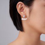 Personalized Heart-Shaped Birthstone Earrings Dainty Jewelry with Name Charm Mother's Day Anniversary Birthday Gift for Women Girls