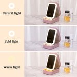 Personalized Cartoon Girl Flying Birth Flower PU Leather Jewellery Box with Name and Adjustable Three-Colour LED Mirror Birthday Christmas Gift for Women