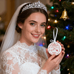 Personalised Romantic Wedding Bow Ceramic Ornament with Name and Date Christmas Tree Decor Wedding Gift for Newlyweds Couples