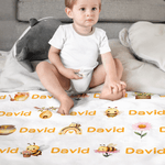 Personalised Bee Flower 100% Cotton Swaddle Blanket and Knot Hat Set with Name Birthday Baby Shower Gift for Newborns Babies